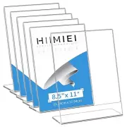 HIIMIEI Acrylic Slant Sign Holder 8.5x11 6 Pack, Plastic Table Menu Display S...