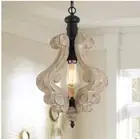 GoYeel 1-Light Vintage Black Retro Lantern Rustic Wooden Pendant Light