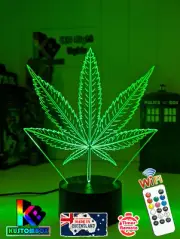 WEED HERB GRASS HEMP LEAF 3D LED Night Light Colour Changing Mood Lamp