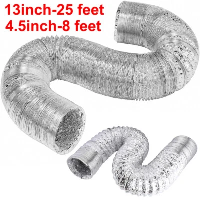 Flexible 4in -12in Aluminum Ducting Dryer Vent Hose Non-Insulated Air Pipe