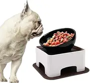 French Bulldog Food Bowl,Tilted Dog Raised Bowl,Elevated Slanted Ceramic Food Bowls for Bulldogs with Adjustable Stand,No-Spill Pet Food Water Feeder,Anti-Slip Feeding Dish for Flat Face Dogs Cats
