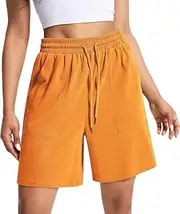 [EBANKU] Women's Sweat Shorts Casual Summer Running Shorts Gym Comfy High Waisted Athletic Shorts with Pockets