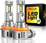 OXILAM H11 Bulb, H8 H9 Fog Light Bulb, 6500K Light Bulb 20000LM Brighter H11, Non-polarity, Plug and Play, IP68, Pack of 2