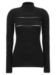 [Msgm] Msgm-Organza Insert Sweater Maglioni Nero-Donna XS Black
