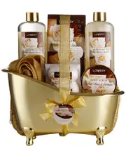 Lovery Luxe 13pc Bath & Body Set With Bag, White Rose Jasmine Home Spa Basket