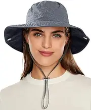 [SHINCHIC] Waterproof Bucket Rain Hat for Women Wide Brim Summer UPF50+ Cowboy Sun Hat Men Foldable Soft Floppy Beach Hat