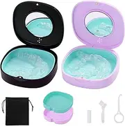 Doboli 2 Pack Retainer Case with Vent Holes, stocking stuffers for gift women men,Compatible with Invisalign,Night Guards,and Mouth Guards Case - Includes Storage Bag,Slim Aligner Remover Tool