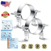 Quality Steel Adjustable Pipe Bracket Clamp for 3 Inch Chimney Pipes - 2 Pieces