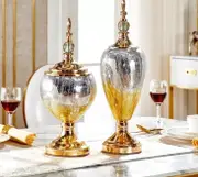 2x Luxuries ceramic class decorative golden vases a pair