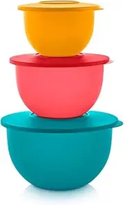 [Tupperware] Impressions Classic 3 Bowl Food Storage Set in Multi Colors, Dishwasher Safe and BPA Free (3 Containers, 3 Lids)