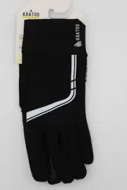 KRATOS Run Stripe Gloves, Size Large, Black/Grey