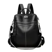 Nevenka Women Casual Leather Large Capacity Backpack Fashion Travel Bag-Black