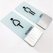 Gents/Ladies Toilet RestroomWC Door Sign, Men and Women Toilet Room Door Sign Restroom Wc Signs Plate Wall Sticky 100×240mm 1set