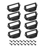 Label Holder Pull Handles,-for Cabinet Cupboard, Black 82x40mm 8PACK w Screws