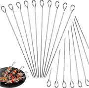 Stainless Steel Barbecue Skewer,Reusable Metal Skewers for Barbecue Grill Kebabs Meat Vegetables,20Pcs.