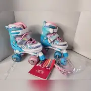 Sulifeel Inline Rollerskates Little Kid Small Rainbow Blue NIB