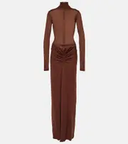 [Christopher Esber] Christopher Esber Fusion gathered maxi dress AU 8 brown