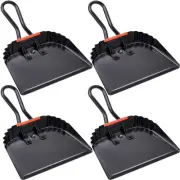 4 Pack Black Industrial Metal Dustpan 12" Heavy Duty Dust Pan with Handle Han...