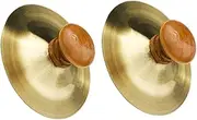 FELTECHELECTR 2pcs Percussion Instrument Hand Cymbals Musical Instruments Low Volume Cymbal Drums for Mini Cymbal Instrument Golden Wooden