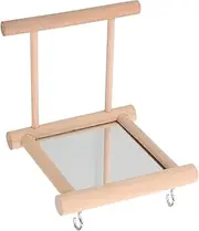 Happyyami Decorative Bird Perch with Mirror Durable Parrot Stand for Cage for Parrots Parakeets and Cockatiels Encourages Exploration and Play Non Deformable Design