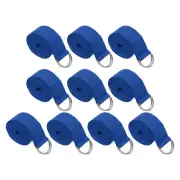 10Pcs 6 Feet Cotton Yoga Strap Belt Stretch Bands with D-Ring Buckle, Navy Blue