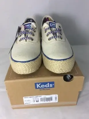 出清優惠保證正品!【Keds】新穎時尚厚底休閒帆布鞋(白)WF54717