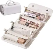 [Generic] Travel Toiletry Bag 4 Detachable Clear Compartment, Waterproof Leather Hanging Multi Compartment Toiletry Bag, Cosmet Makeup
