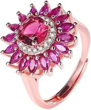 [Generic] Rose Gold Rings for Women, Thumb Stacking Ring Jewelry CZ Ringfor Her Joint Finger Non Tarnish Adjustable Wedding Eternity Band for Party Festival