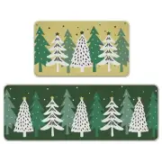 Green Christmas Tree Kitchen Rugs Set of 2 Xmas Holiday Kitchen Mats Decor Wi...