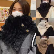 Knitted Plush Neckerchief Thick Button Scarf Fluffy Fake Collar Scarf Soft Warm