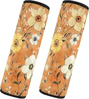 Car Seat Belt Pads Set of 2 Soft Unique Car Safety Seat Belt Strap Shoulder Pad for Women Men Kids M Autumn Flowers Daffodil Anemone Butterflies Bees