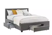 NNEKGE Bed Frame - Venice 3 Drawer Collection (Charcoal)