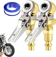 Air Chucks for Tires | Locking Air Chuck Tire Inflator | Flowing Clip on 2x Closed Tight Tyre Pump Hose Tool Gauge Compressor Attachments for Vehicle