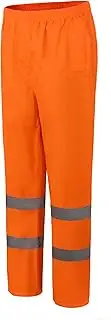 [AYKRM] Hi Viz 2 Band Reflective Tape Waterproof Rain Hi Vis Safety Over Trouser Work Elasticated Waistband Bottoms Workwear Pants High Visibility Pants Trousers (S-4XL)