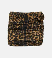 [Blumarine] Blumarine Floral-appliqué leopard-print miniskirt AU 14 multicoloured