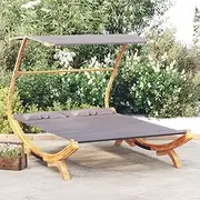 Outdoor Lounge Bed with Canopy 165x203x138 cm Solid Bent Wood Anthracite Garden Beds