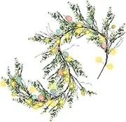 Easter Garland, 170CM Easter Eggs Wreath with 30 LED Lights, Artificial Spring Vine Garlands for Front Door Home Kitchen Fireplace Indoor Outdoor Holiday Party DIY Easter Decor (Light Green)