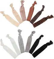 DRESSOOS Elegant Ribbon Tie Hair Ties Elastic for Women Girls 10pcs No Crease Ponytail Holders Hair Ties for Girls