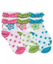 Jefferies Daisy Eyelet Ankle Triple Treat Socks XS 2-4 Years