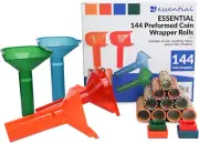 144 Pcs Assorted Preformed Coin Wrapper Rolls with Color Coded Coin Counter Tube