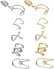 [BESTYASH] Double Jacket Set No Pierced Earring Flat Back Gold Jewelry Hook Fashion Ear Clip Decor