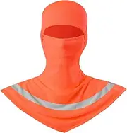 [Generic] Summer Balaclava Sun Protection Full Face Balaclava with Reflective Strip Cooling Breathable Long Neck Covers Orange