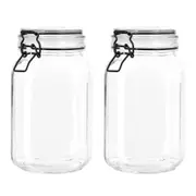 2x Lemon & Lime Fido 1.5L/20cm Glass Clip Jar Canister Storage/Container Clear