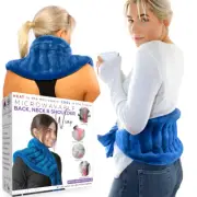Purple Moon XL Microwave Heat Pack Wrap - Wheat Bag for Lower Back, Cramps Blue