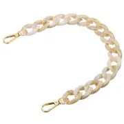15 Inch Acrylic Chain Purse Strap Replacement Luxury Handbag Strap, White Brown