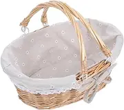 FONDOTIN Vintage Wicker Picnic Basket Handheld Storage Basket for Fruits Snacks Versatile Pantry Organizer for Home Outdoor Use Design with Handles