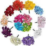 360 Pcs Artificial Paper Rose Mini Rose Flower Mini Paper Flower Crafts Artificial Paper Flowers (Random Color)
