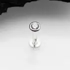 14 Karat White Gold Bezel Set Gem Top Threadless Push-In Flat Back Stud Labret