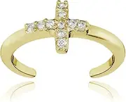 [Hoops & Loops] Sterling Silver Cubic Zirconia Cross Toe Ring