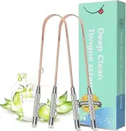 Yovexal 2 Pcs Tongue Scraper, Copper Tongue Cleaners with Stainless Steel Grip, Reusable Metal Tongue Scraper, for Oral Care & Eliminates Bad Breath(2 Pack, Copper)